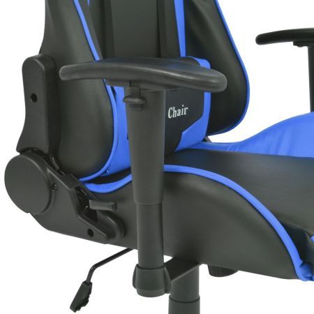 Reclining Office Racing Chair Artificial Leather Blue