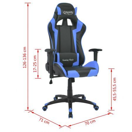 Reclining Office Racing Chair Artificial Leather Blue