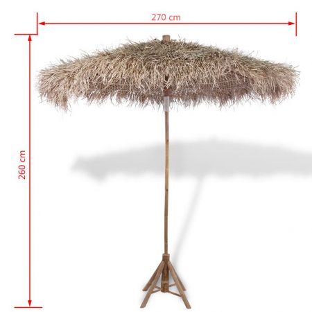 Bamboo Parasol 270 cm with Banana Leaf Roof