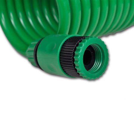 Flexible Coiled Garden Water Hose Spiral Pipe & Spray Nozzle 15 m