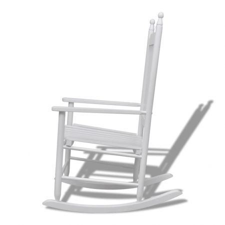 Rocking Chair with Curved Seat White Wood