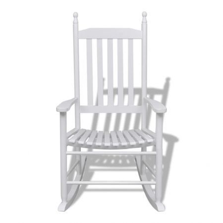 Rocking Chair with Curved Seat White Wood