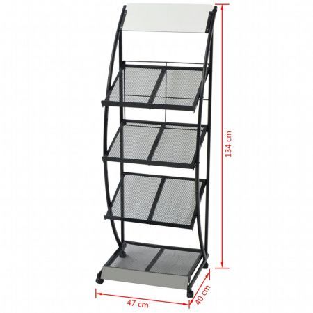 Magazine Rack 47x40x134 cm Black and White A4