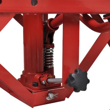 Red Motorcycle Lift 135 kg with Foot Pad, Locking Bar, Release Valve