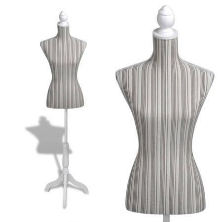 Ladies Bust Display Mannequin Linen With Stripes