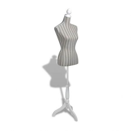 Ladies Bust Display Mannequin Linen With Stripes