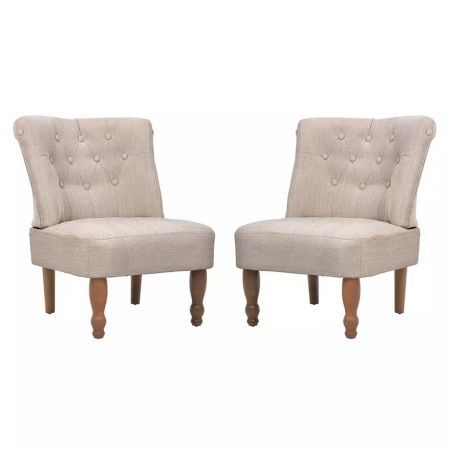 French Chairs 2 pcs Fabric Cream