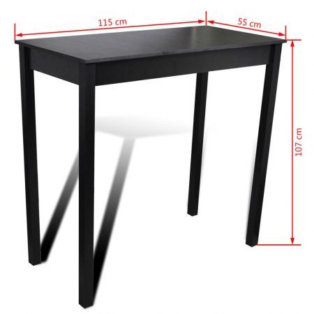 Bar Table MDF Black 115x55x107 cm