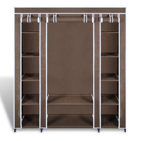 Wardrobe with Compartments and Rods 45x150x176 cm Brown Fabric