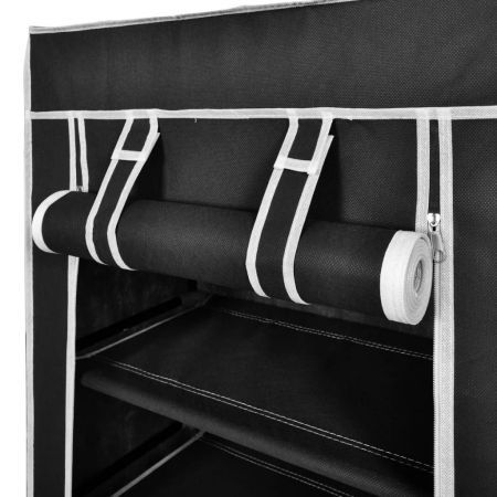 Fabric Shoe Cabinet with Cover 58 x 28 x 106 cm Black