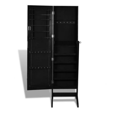 Standing Jewellery Cabinet with Mirror Black