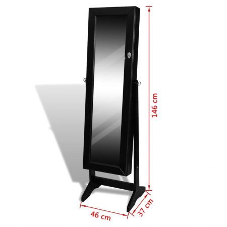 Standing Jewellery Cabinet with Mirror Black