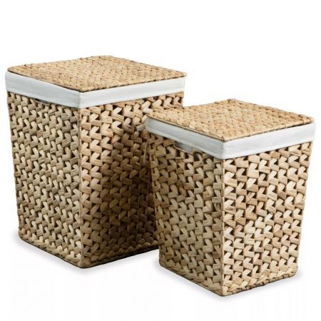 Laundry Basket Set 2 Pieces Water Hyacinth