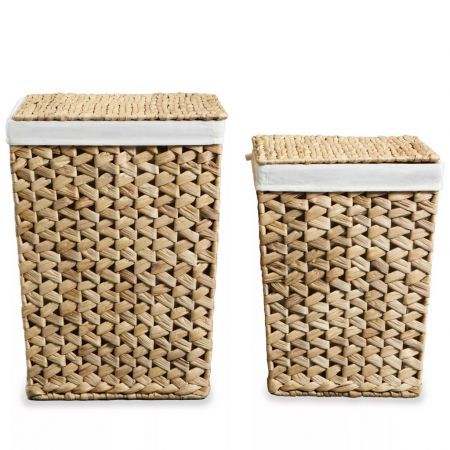 Laundry Basket Set 2 Pieces Water Hyacinth