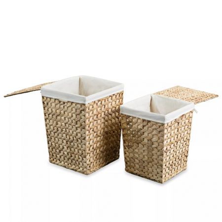 Laundry Basket Set 2 Pieces Water Hyacinth