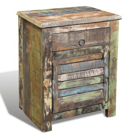 End Table with 1 Drawer 1 Door Reclaimed Wood