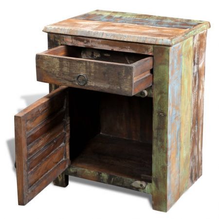 End Table with 1 Drawer 1 Door Reclaimed Wood