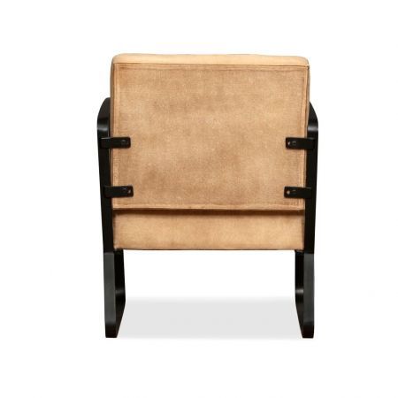 Lounge Chair Genuine Goatskin and Canvas Cream