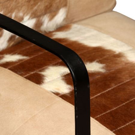 Lounge Chair Genuine Goatskin and Canvas Cream