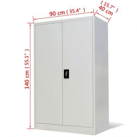 Office Cabinet 90x40x140 cm Steel Grey