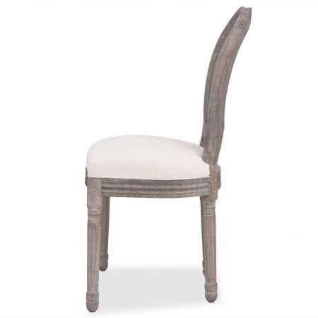 Dining Chairs 2 pcs Linen and Rattan