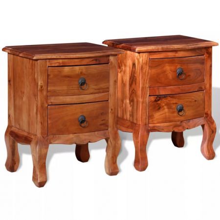 Nightstands with Drawers 2 pcs Solid Acacia Wood