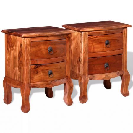 Nightstands with Drawers 2 pcs Solid Acacia Wood