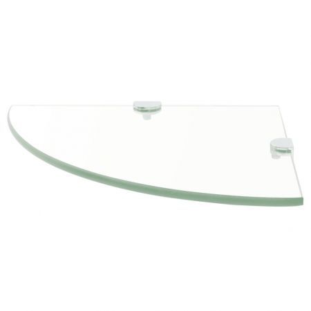 Corner Shelf with Chrome Supports Glass Clear 35x35 cm