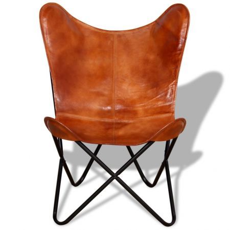 Butterfly Chair Real Leather Brown