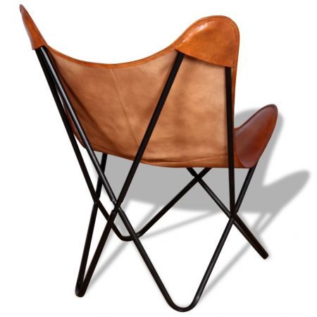 Butterfly Chair Real Leather Brown