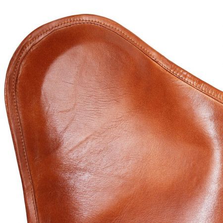 Butterfly Chair Real Leather Brown