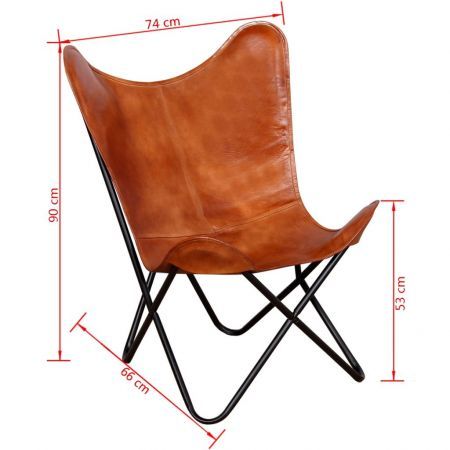 Butterfly Chair Real Leather Brown