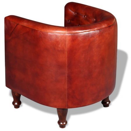 Tub Chair Real Leather Brown