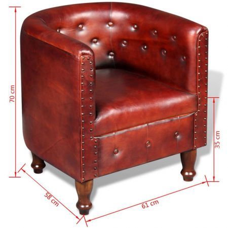 Tub Chair Real Leather Brown