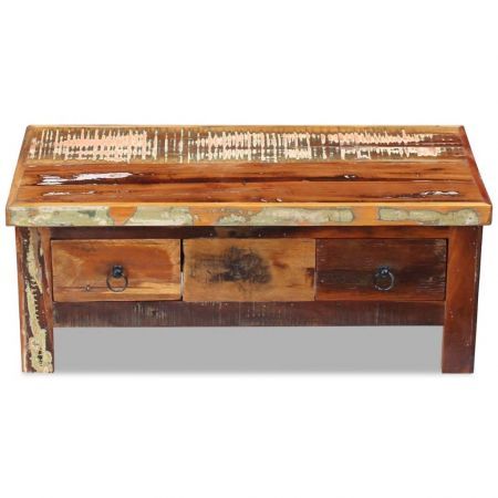 Coffee Table Drawers Solid Reclaimed Wood 90x45x35 cm