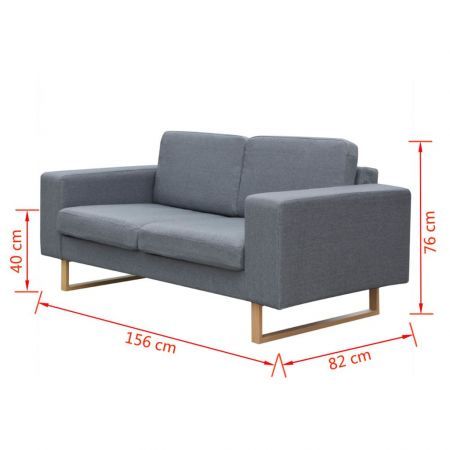 2-Seater Sofa Fabric Light Grey