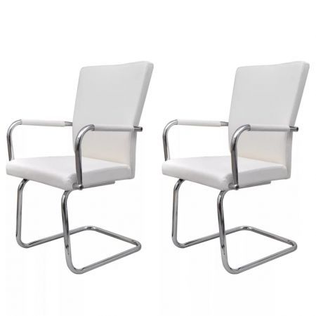 Dining Chairs 2 pcs Artificial Leather White