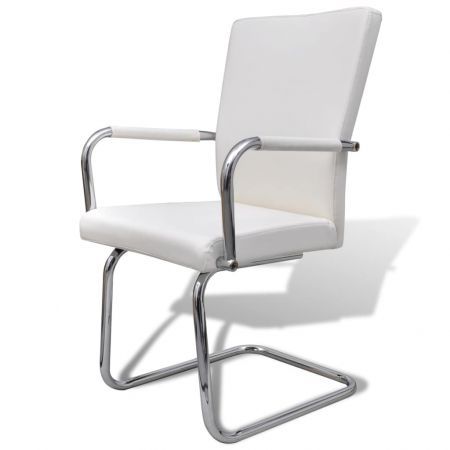 Dining Chairs 2 pcs Artificial Leather White