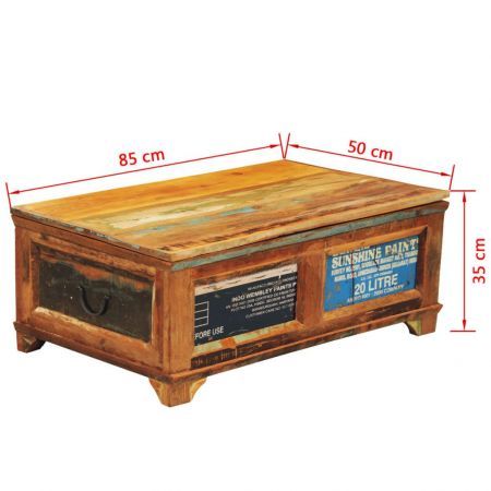 Coffee Table with Storage Vintage Reclaimed Wood