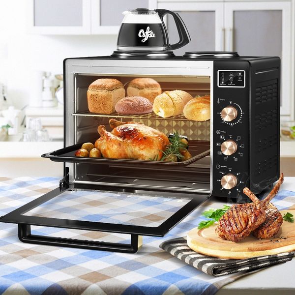 Maxkon New 45L Benchtop Convection Oven Rotisserie Portable Toaster with Hot Plates