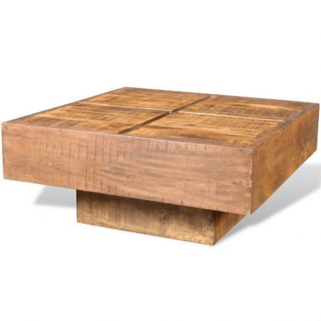 Coffee Table Brown Square Solid Mango Wood