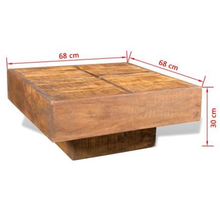 Coffee Table Brown Square Solid Mango Wood