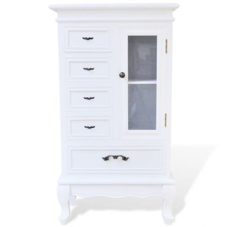 Cabinet with 5 Drawers 2 Shelves White