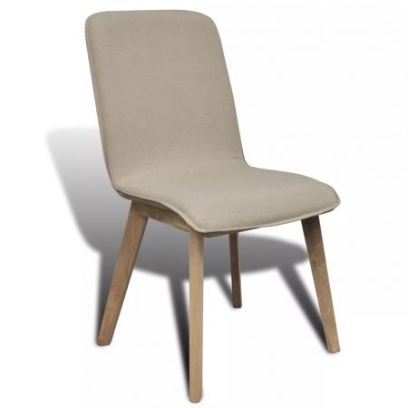 Dining Chairs 4 pcs Beige Fabric and Solid Oak Wood