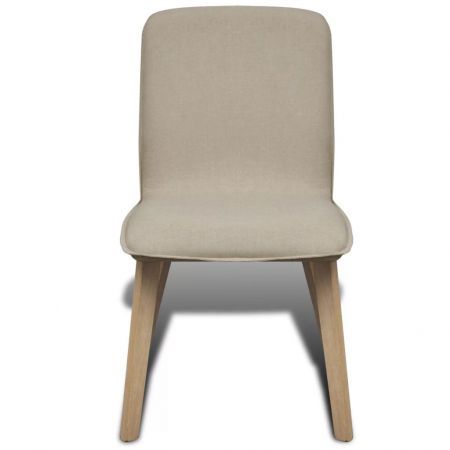 Dining Chairs 4 pcs Beige Fabric and Solid Oak Wood