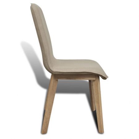 Dining Chairs 4 pcs Beige Fabric and Solid Oak Wood