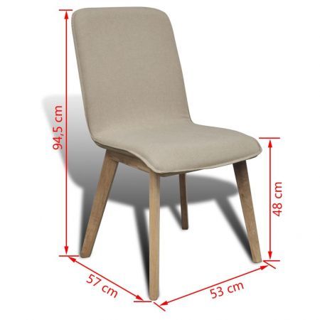 Dining Chairs 4 pcs Beige Fabric and Solid Oak Wood