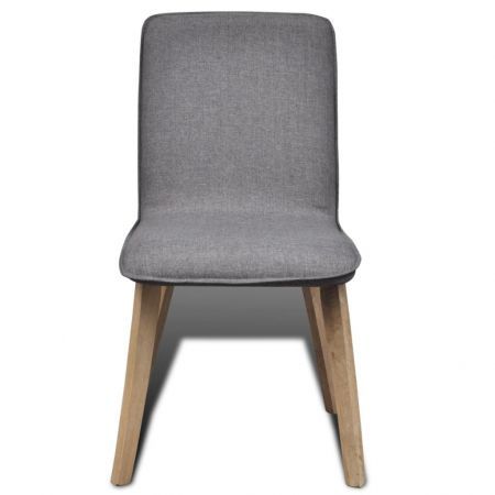 Dining Chairs 2 pcs Light Grey Fabric and Solid Oak Wood