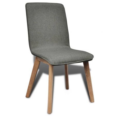 Dining Chairs 4 pcs Light Grey Fabric and Solid Oak Wood