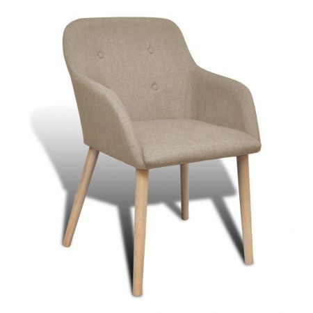 Dining Chairs 2 pcs Beige Fabric and Solid Oak Wood